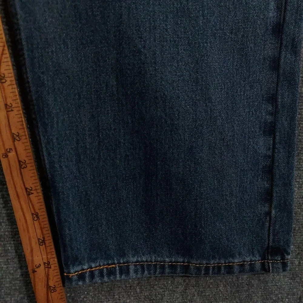 Levis 505 Regular Jeans Mens 46x28 Blue Dark Wash Straight 100% Cotton Denim
